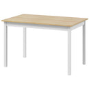Tavolo da Pranzo 4 Posti con Piedini Antiscivolo 120x75x75 cm in Legno di Pino Naturale e Bianco