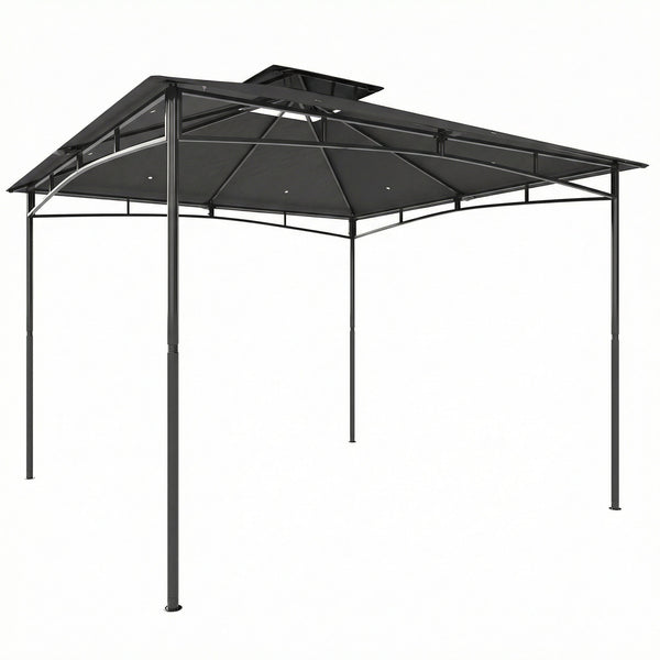 Gazebo da Giardino 300x300x285 cm con Doppio Tetto in Poliestere e Metallo Grigio Scuro acquista
