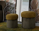 Puff con Contenitore Aspen Verde Set 2 Pz Ø42x44 cm - Ø35x37 cm in MDF e Spugna e Poliestere Verde      