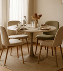 Tavolo da Pranzo Stoccolma Crema Ø120x86 cm in MDF e Ferro Crema      