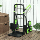Carrello Portapacchi per Scale 6 Ruote 44x67x106,5 cm Pieghevole Portata 120kg in Acciaio Verde      