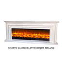 Cornice da Pavimento per Inserto Camino Elettrico 200x83x33 cm in MDF Sined Merapi Bianco