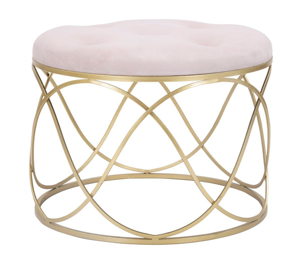 online Puff Luty Ø60x45 cm in Ferro e Spugna e Velluto Rosa e Oro