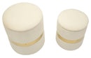 Puff con Contenitore Sheffild Crema Set 2 Pz Ø37x42 cm - Ø28x35 cm in Ferro e MDF e Spugna e Poliestere Crema e Oro      
