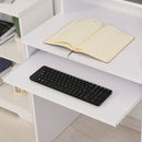 Scrivania 104 x 48 x 95,5 cm con Ripiano Tastiera Estraibile e Mensole  in Legno  Bianco