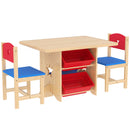 Set Tavolo e Sedie per Bambini con 4 Contenitori per Giochi in Legno e PP Seconda Scelta