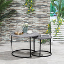 Set 2 Tavolini Piano Effetto Marmo Struttura in Metallo Nero