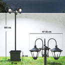 Lampione da Giardino Solare 52x52x185 cm con Altezza Regolabile IP44 Impermeabile in Acciaio Inox Nero      