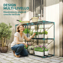 Portapiante a 3 Livelli Aperti 143x48x100 cm in Acciaio e Plastica Verde Scuro      