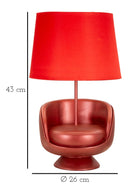 Lampada da Comodino Midcentury Rossa Ø26x43 cm in Resina e Ferro e Tessuto Rosso      