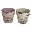 Set 2 Vasi Cesti in Ceramica con Scritta Larghezza 16 cm