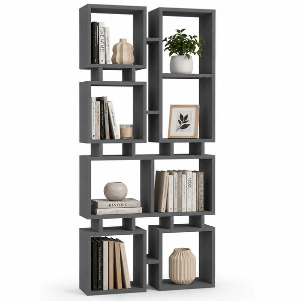 Libreria Moderna 4 Ripiani 79x24x166,5cm Scaffalatura Design Geometrico Antracite prezzo