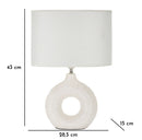 Lampada da Tavolo Seta Bianca 28,5x15x43 cm in Ceramica e Ferro e Tessuto Bianco      