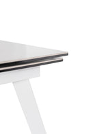 Tavolo Allungabile 140/170/200x90x76 cm in Metallo con Top in Ceramica su Vetro Bianco