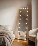 Specchio da Terra LED Hollywood Rett, 50x5x160 cm in Alluminio e Specchio Oro      