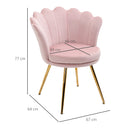 Poltrona da Salotto in Stile Vintage 67x64x77 cm Schienale a Conchiglia in Velluto Rosa  