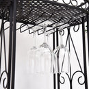Cantinetta Portabottiglie con Portacalici 28,5x46x77,5 cm in Ferro Battuto  Nera