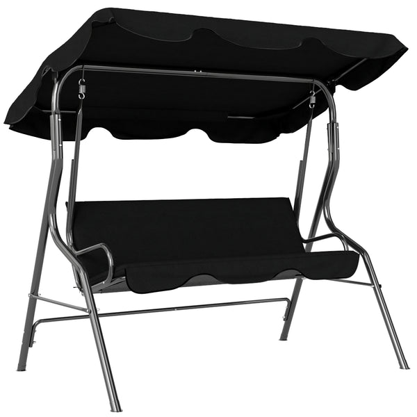 Dondolo 3 Posti 170x110x153 cm con Tettuccio Regolabile e Cuscini in Acciaio e Poliestere Nero online