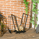 Scaffale Portalegna con Ganci 45x32x58 cm in Acciaio Nero