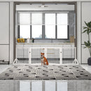 Cancellino per Cani Pieghevole 280x70 cm con 4 Pannelli in Legno e Acciaio Bianco      