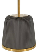 Tavolinetto Egle Grigio Ø40x55 cm in Metallo e PU Grigio e Oro      