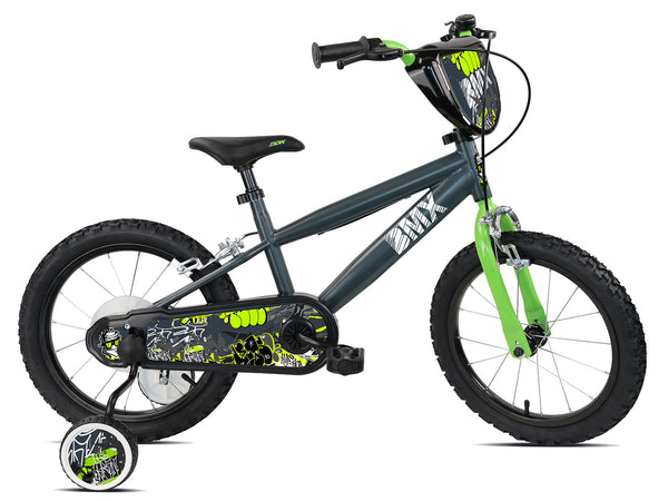 Bicicletta per Bambini 16" BMX Freni Caliper e Stabilizzatori in Acciaio Hi-Ten Verde sconto