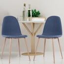 Set 2 Sedie da Pranzo Design Moderno in Lino con Gambe in Metallo Blu 