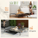 Lettino Brandina per Cani Grandi 152x94x23 cm Rialzato da Esterno in Acciaio e Rete Traspirante Grigio      