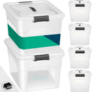 Set 4 Scatole Contenitori Salvaspazio Porta Oggetti da 30L Portaoggetti in Plastica Trasparente
