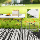 Tavolo da Giardino Pieghevole 180x74x74 cm con Maniglia in Acciaio e Plastica Bianco   
