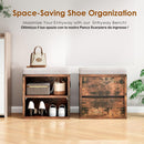 Panca Scarpiera da ingresso Industrial 44x30x40 cm con Cuscino Imbottito e Mensola Marrone Beige      