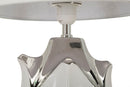 Lampada da Tavolo Shiney Ø30x51 cm in Ceramica e Ferro e Tessuto Bianco e Argento      