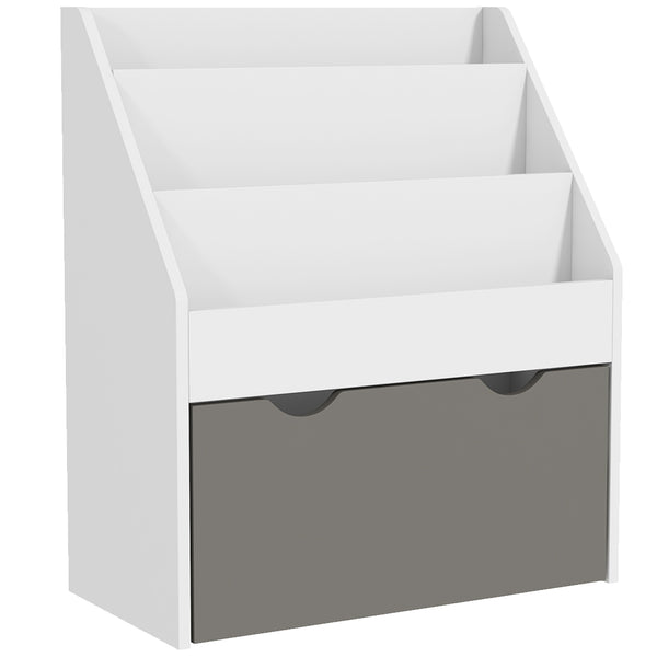 Libreria per Bambini 3-8 Anni 62.5x30x70 cm a 3 Ripiani con Cassetto Inferiore in MDF Grigio sconto
