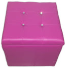 Cubo Pouf Contenitore in Similpelle e Cristalli Renier Fucsia