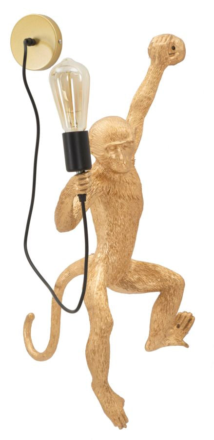 acquista Lampada da Muro Monkey Oro 32x32x64 cm in Resina Oro