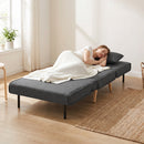 Poltrona Letto Singola 3 in 1 con Schienale Regolabile in 3 Livelli e Cuscino in Tessuto Effetto Lino Grigio      