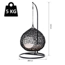 Cuccia Amaca in PVC Effetto Rattan per Gatti Ø60x110 cm con Cuscino  Nera