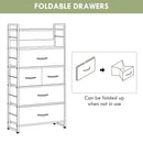 Cassettiera 5 Cassetti Moderna in Tessuto non Tessuto 58x30x120 cm In Acciaio e MDF Nera