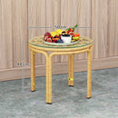 Tavolino da Giardino in Stile Boho Chic Ø50x44 cm in Rattan e Vetro Giallo   