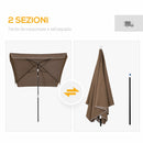 Ombrellone da Giardino 2x2 m Palo Ø28 mm in Matallo e Poliestere Marrone