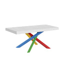 Tavolo Allungabile 120/380x90 cm Volantis Premium Bianco Frassino Gambe Multicolore 4/B      