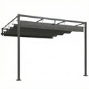 Pergola Addossata 3x3 m con Tetto Retrattile Scorrevole UV30+ e Fori di Drenaggio Grigio Scuro      