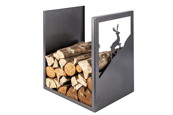 Porta Legna Sagomato Cervo 40,5x35,5x50 cm in Ferro Verniciato Grigio Martellato prezzo