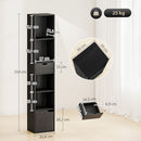 Libreria 30x24x158 cm a 4 Ripiani Aperti con Armadietto e Cassetto Nero      