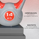 Kettlebell per Allenamento 14 Kg Base Piatta e Impugnatura per Stacchi in PU e Sabbia Rosso