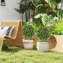 Set 2 Piante Artificiali di Bosso da 40 cm con Picchetto Integrato per Interno ed Esterno in PE Verde      