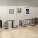 Recinto per Cani a 6 Pannelli Modulabili da Interno ed Esterno 164x83x60 cm in Acciaio Nero
