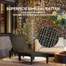Set 2 Lettini Prendisole con Schienale Regolabile Effetto Rattan a Doghe Nero   
