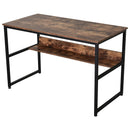 Scrivania da Ufficio Porta PC in Acciaio e Legno 120x60x77 cm  Marrone Scuro