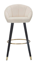 Sgabello Bar Prague Crema 55x56x104 cm Legno e Spugna Crema Oro e Nero